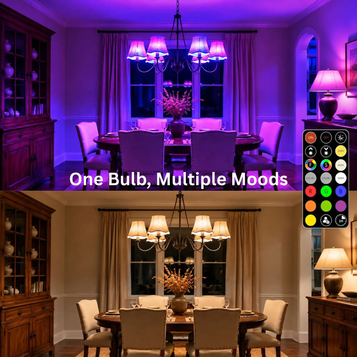 RGB Color Changing E12 Candelabra LED Bulbs with Remote 6-Pack