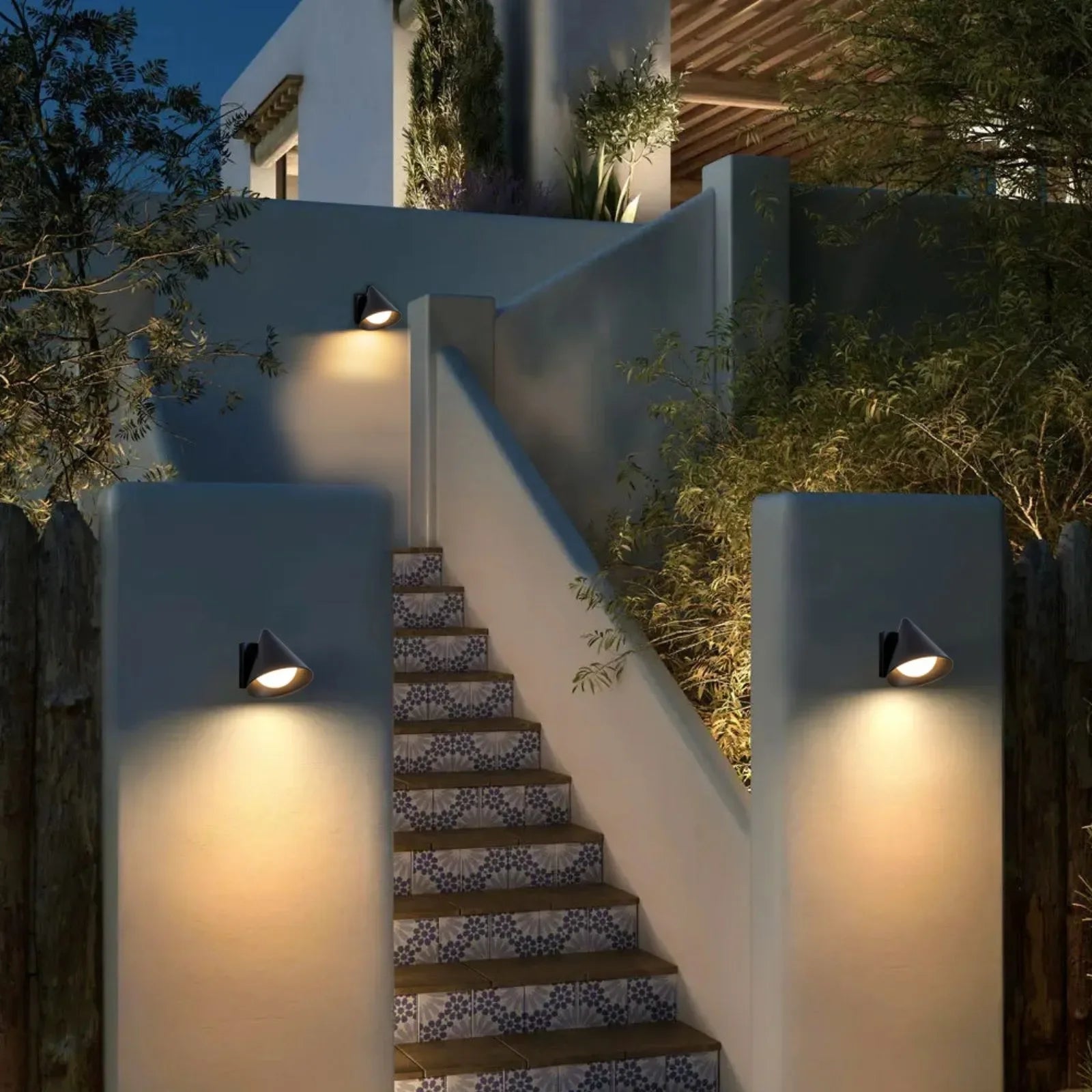 7.3" Outdoor Wall Lights 3000K LED Porch Wall Sconce Set of 2