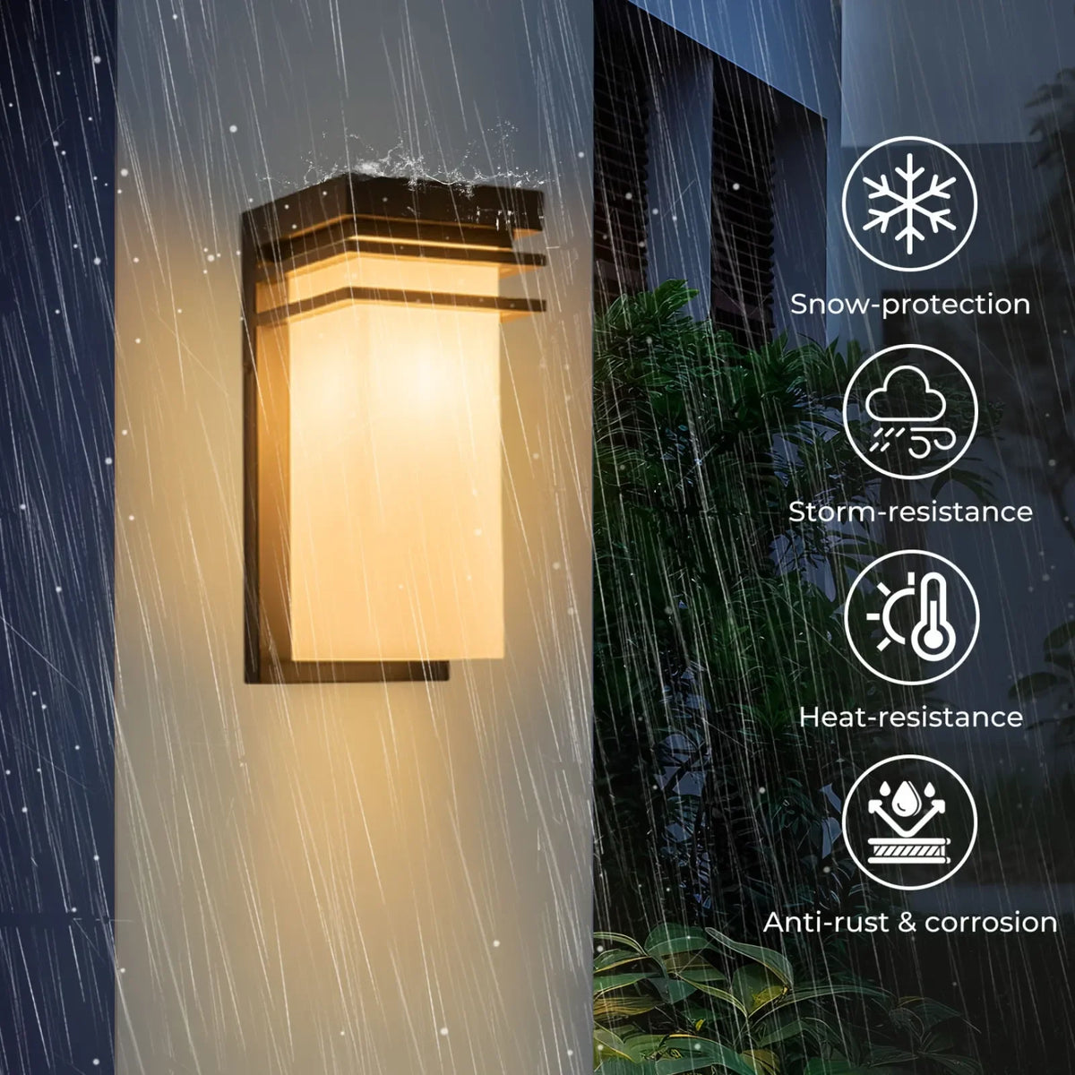 12" Matte Black Outdoor Porch Lights with White Frosted Glass
