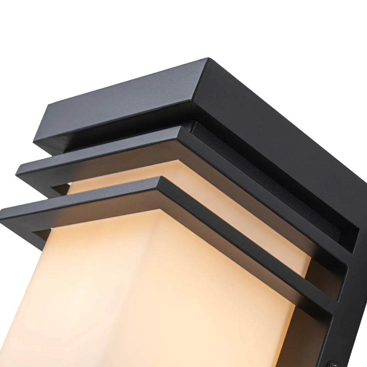 12" Matte Black Outdoor Porch Lights with White Frosted Glass
