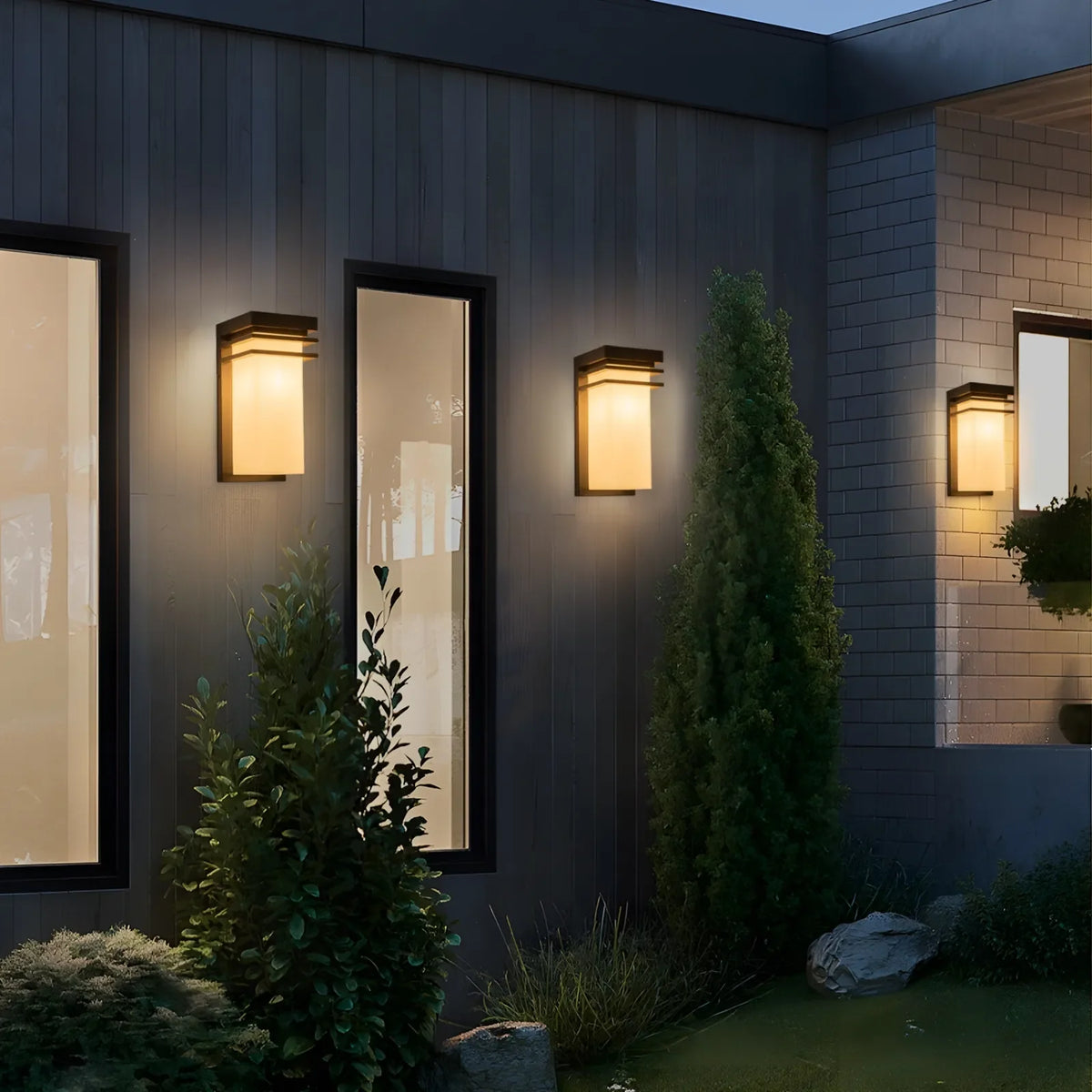 12" Matte Black Outdoor Porch Lights with White Frosted Glass