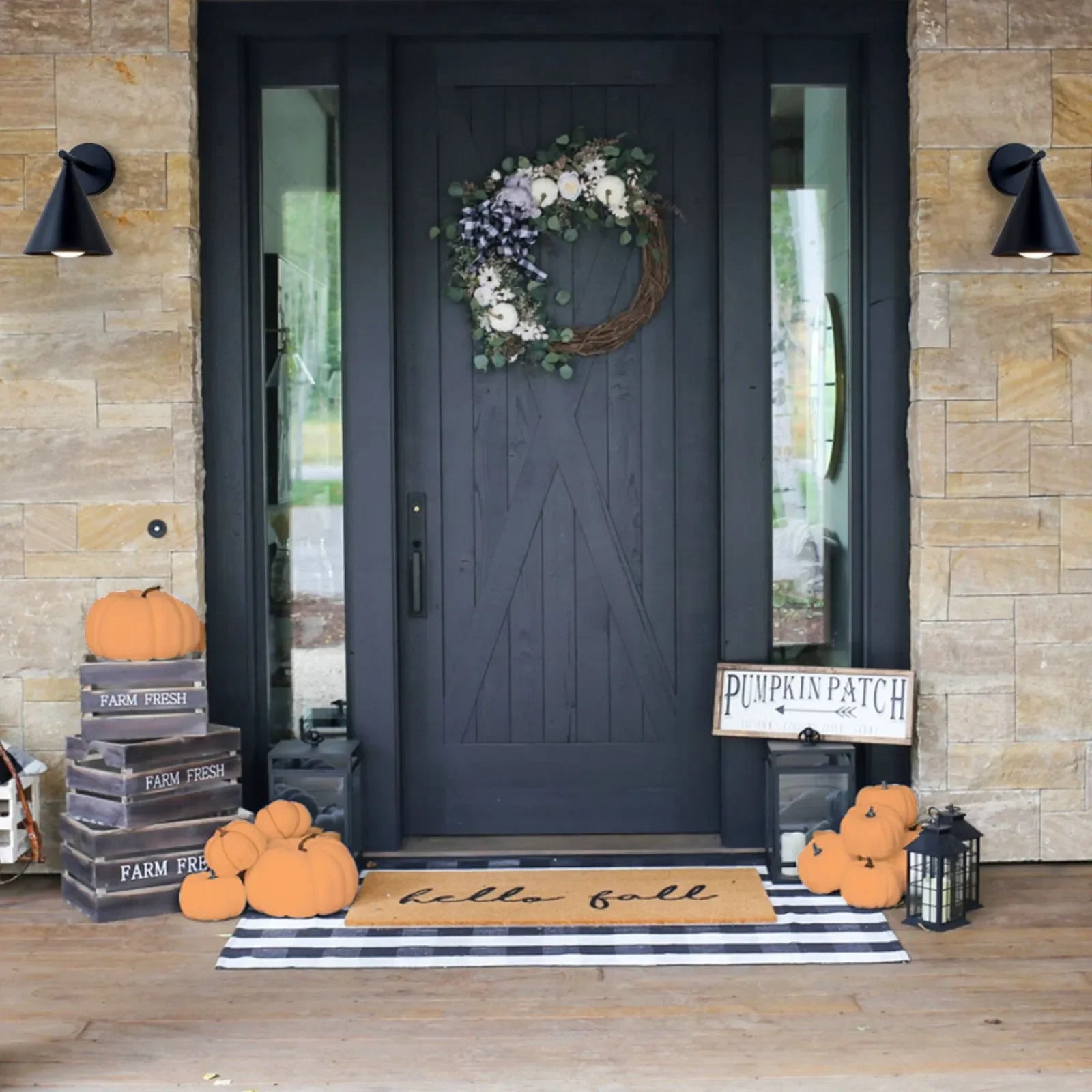 9.6" Outdoor Wall Lights 3000K LED Porch Wall Sconce Set of 2