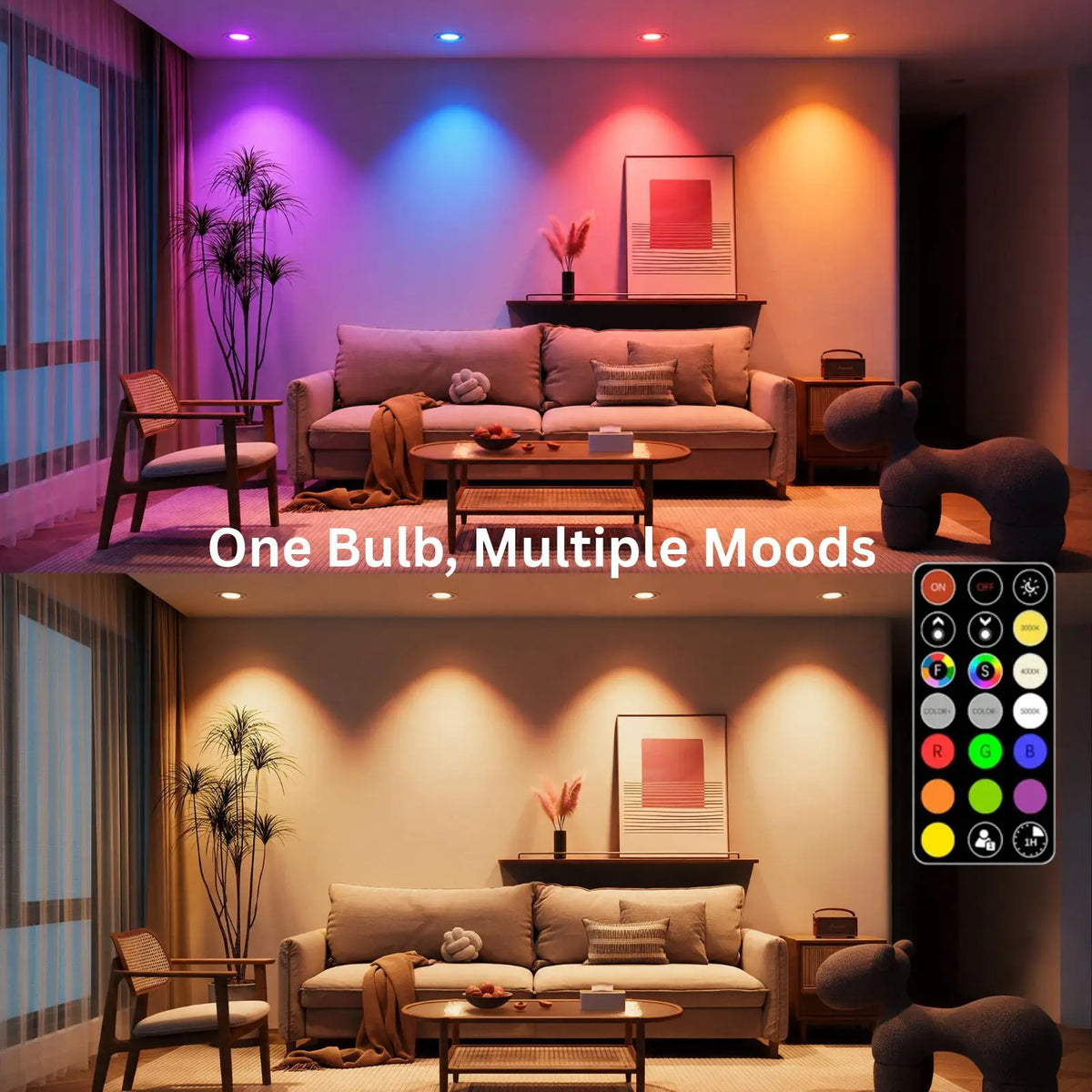 RGB Color Changing BR20 LED Bulbs with Remote 6-Pack
