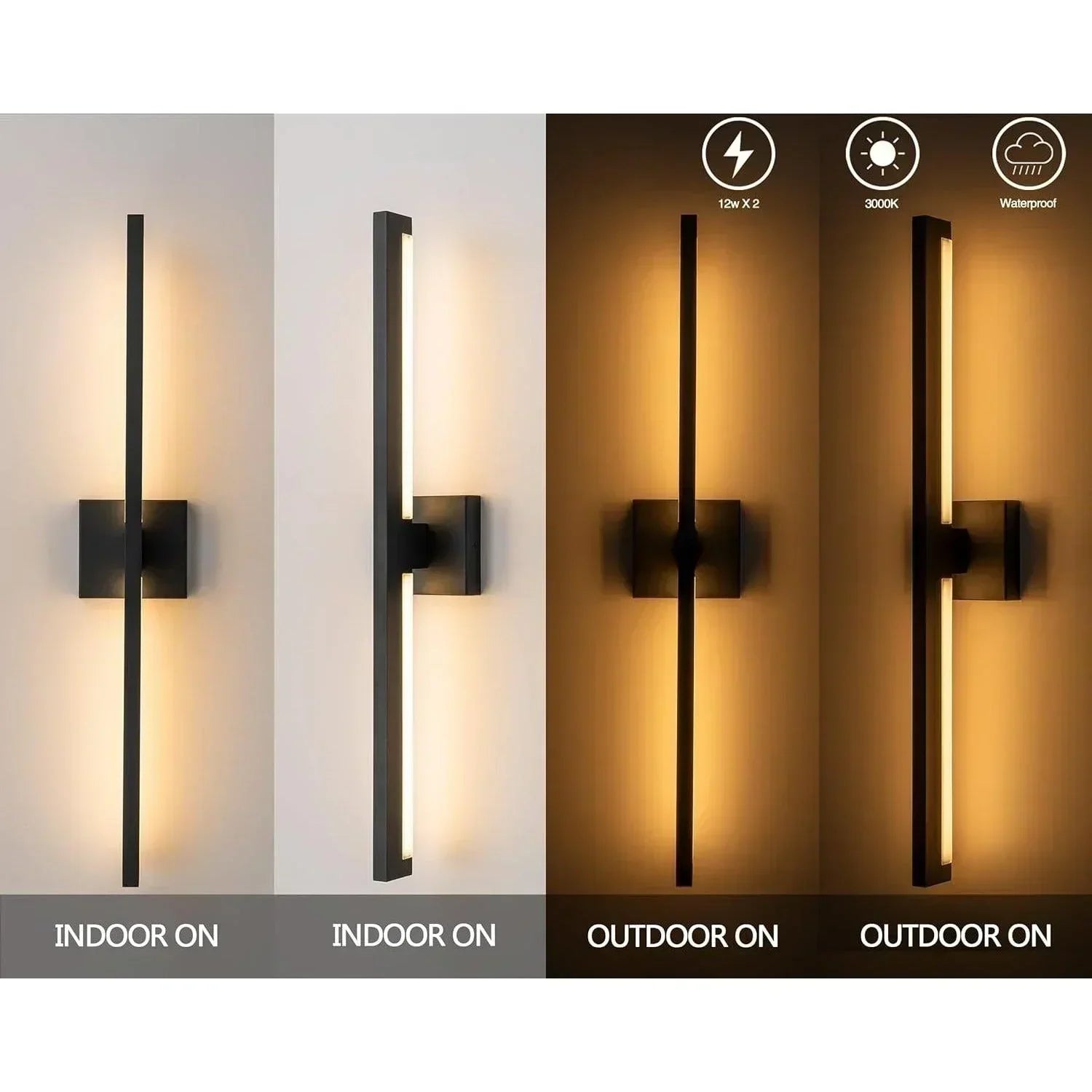 28" LED Outdoor Wall Lights with Acrylic Glass - FTL Outdoor Wall Lighting LED Light Bulbs