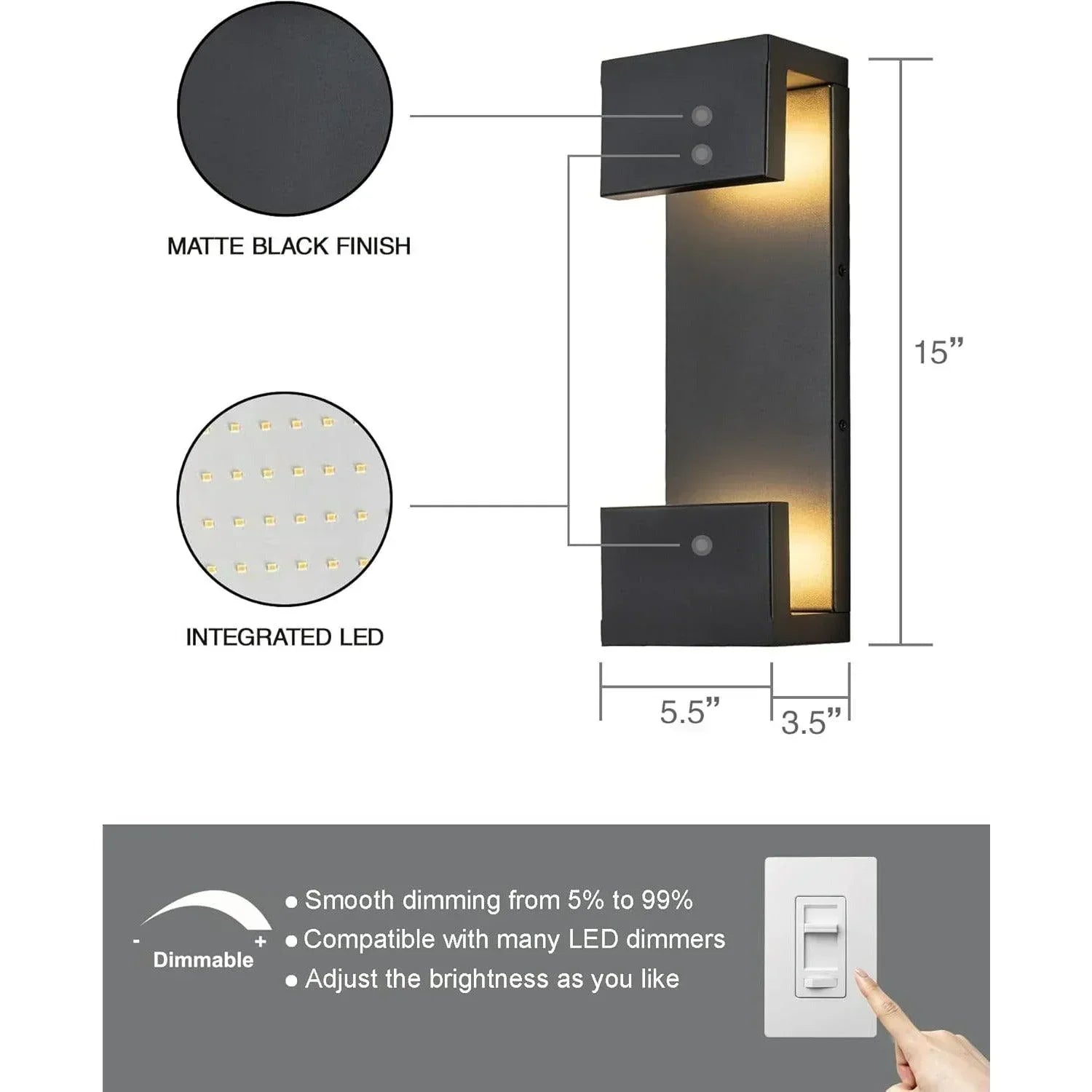 15" LED Outdoor Wall Lights Black - FTL Outdoor Wall Lighting LED Light Bulbs