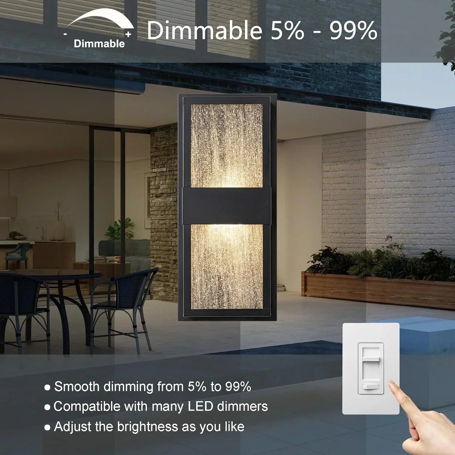 LED Black Outdoor Wall Lights with Seeded Glass - FTL Outdoor Wall Lighting LED Light Bulbs