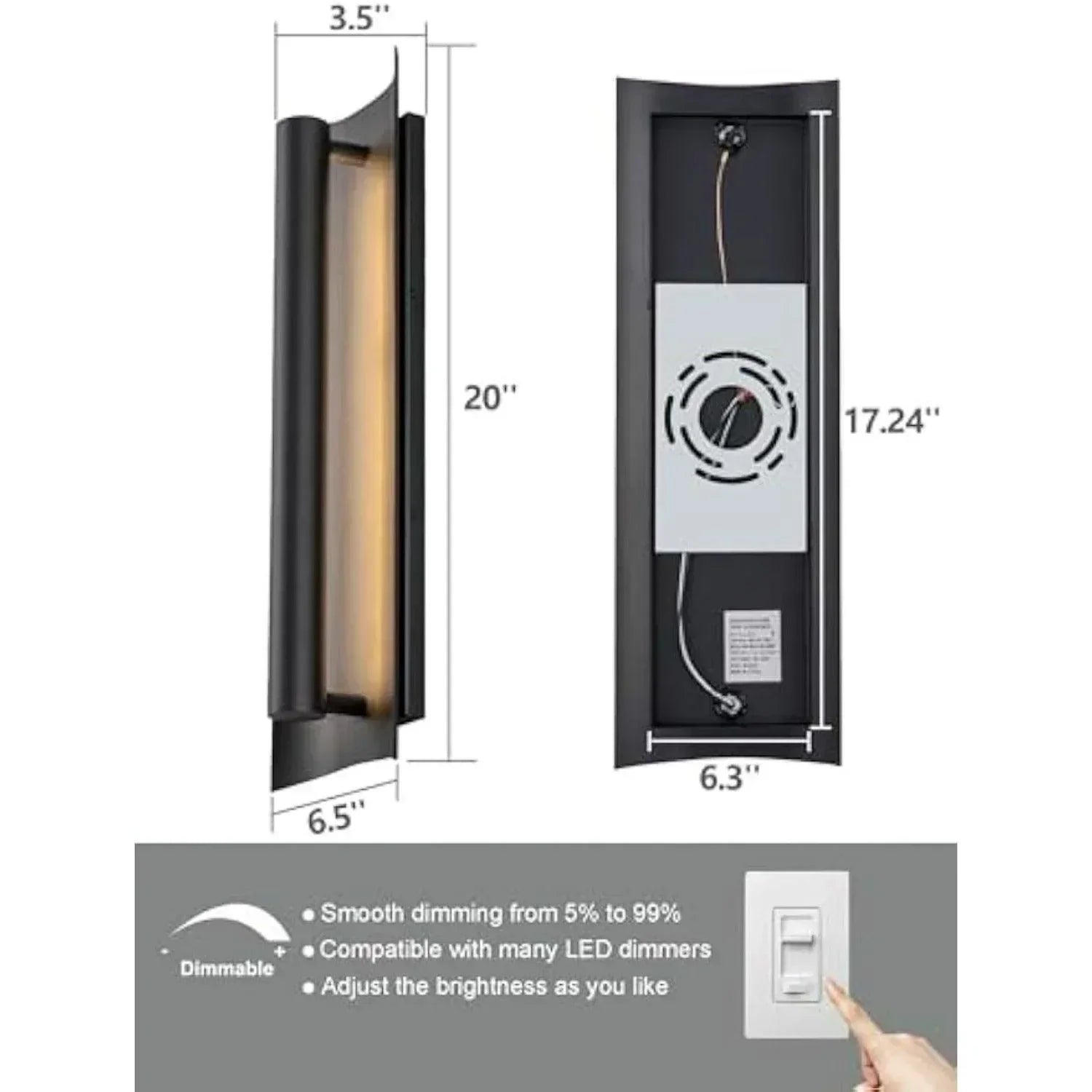 20" LED Outdoor Wall Lights Black - FTL Outdoor Wall Lighting LED Light Bulbs