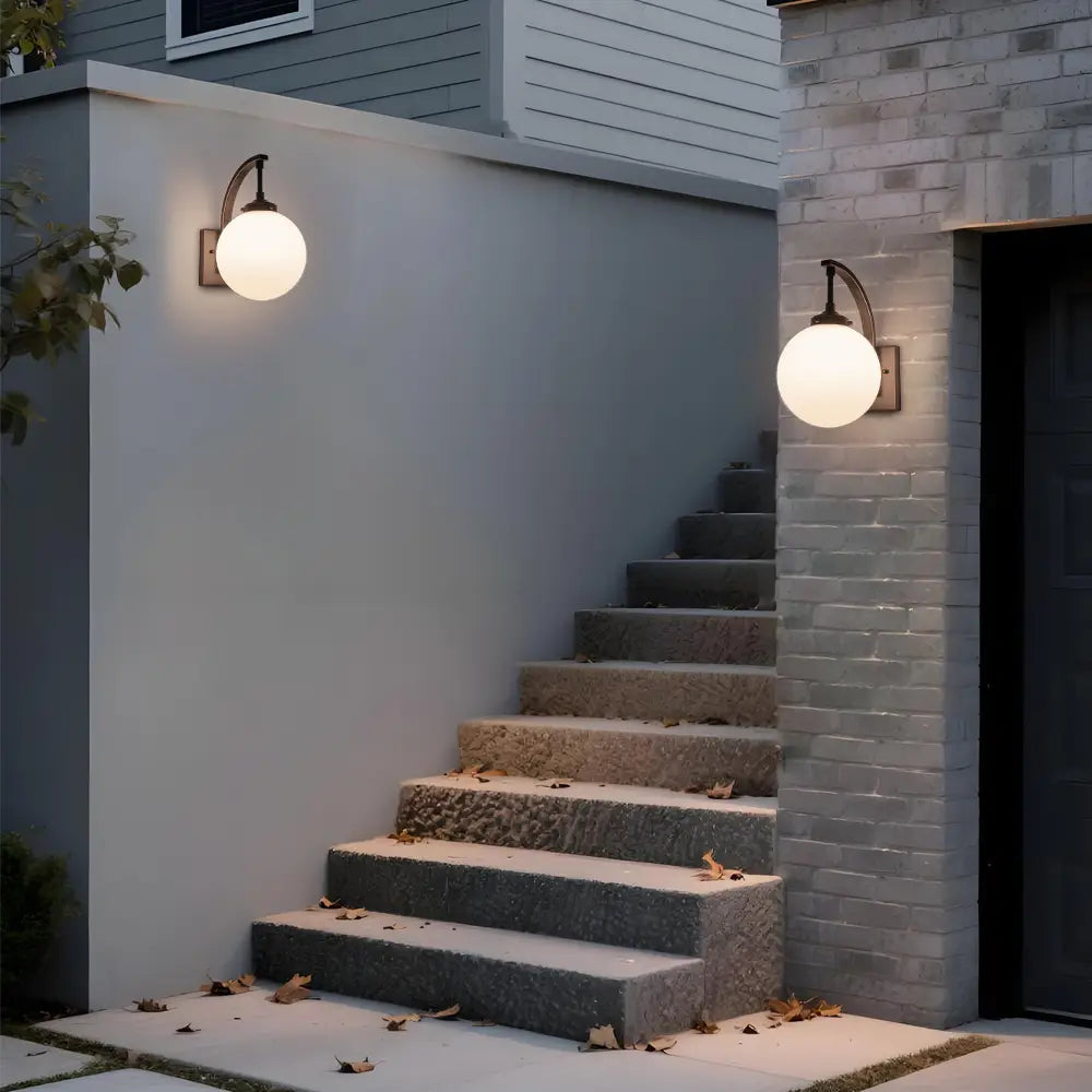 14" Modern Outdoor Wall Lights with Glass Globe
