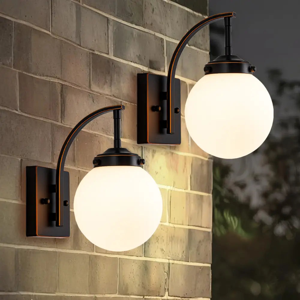 14" Modern Outdoor Wall Lights with Glass Globe
