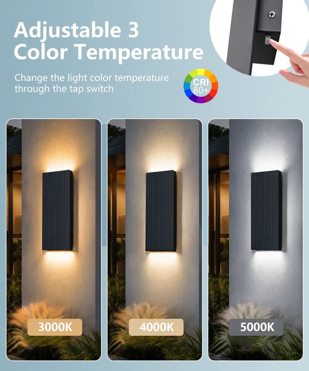 Modern Outdoor Wall Light – 3CCT LED Up & Down Sconce