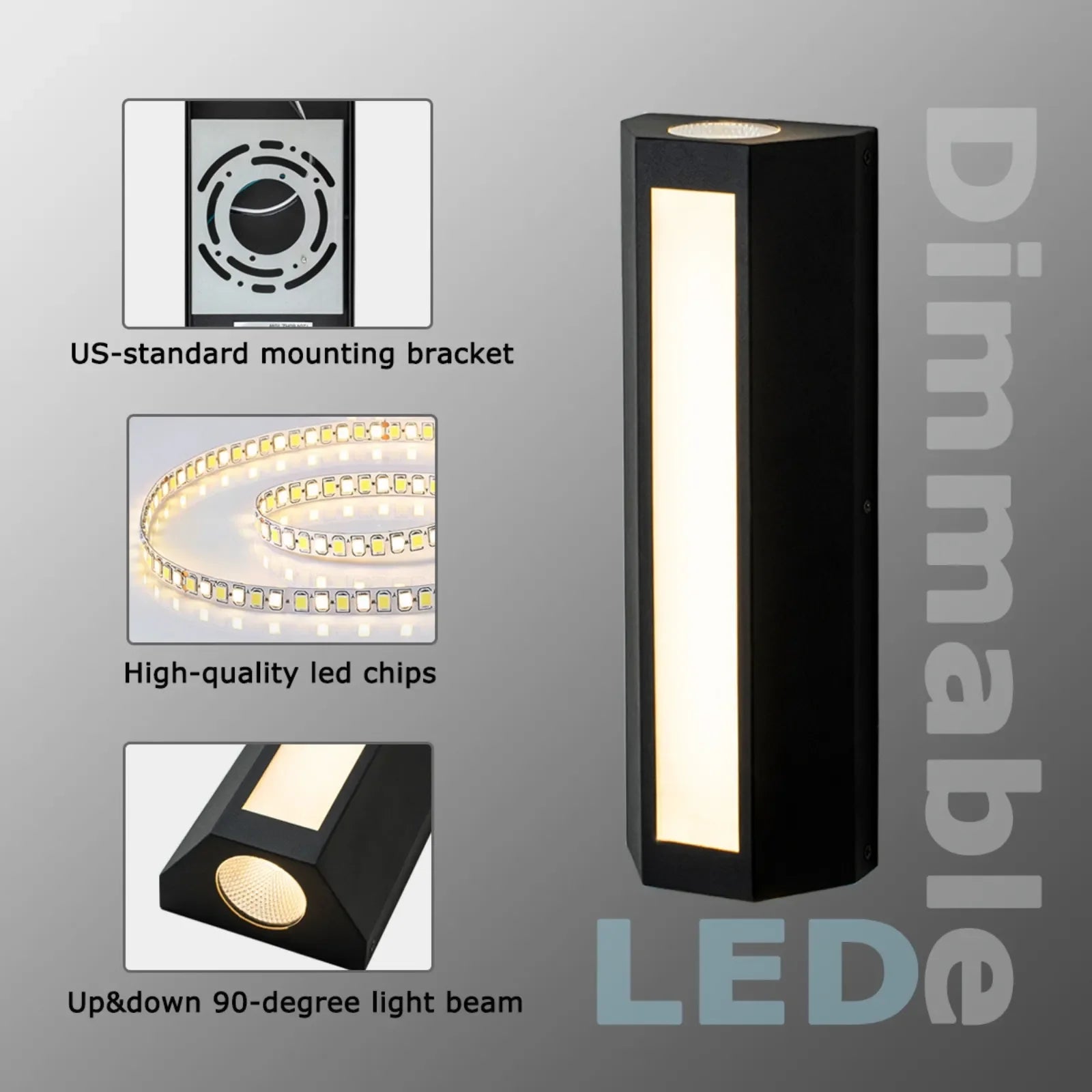 11.8” Dimmable LED Outdoor Wall Lights Set of 2