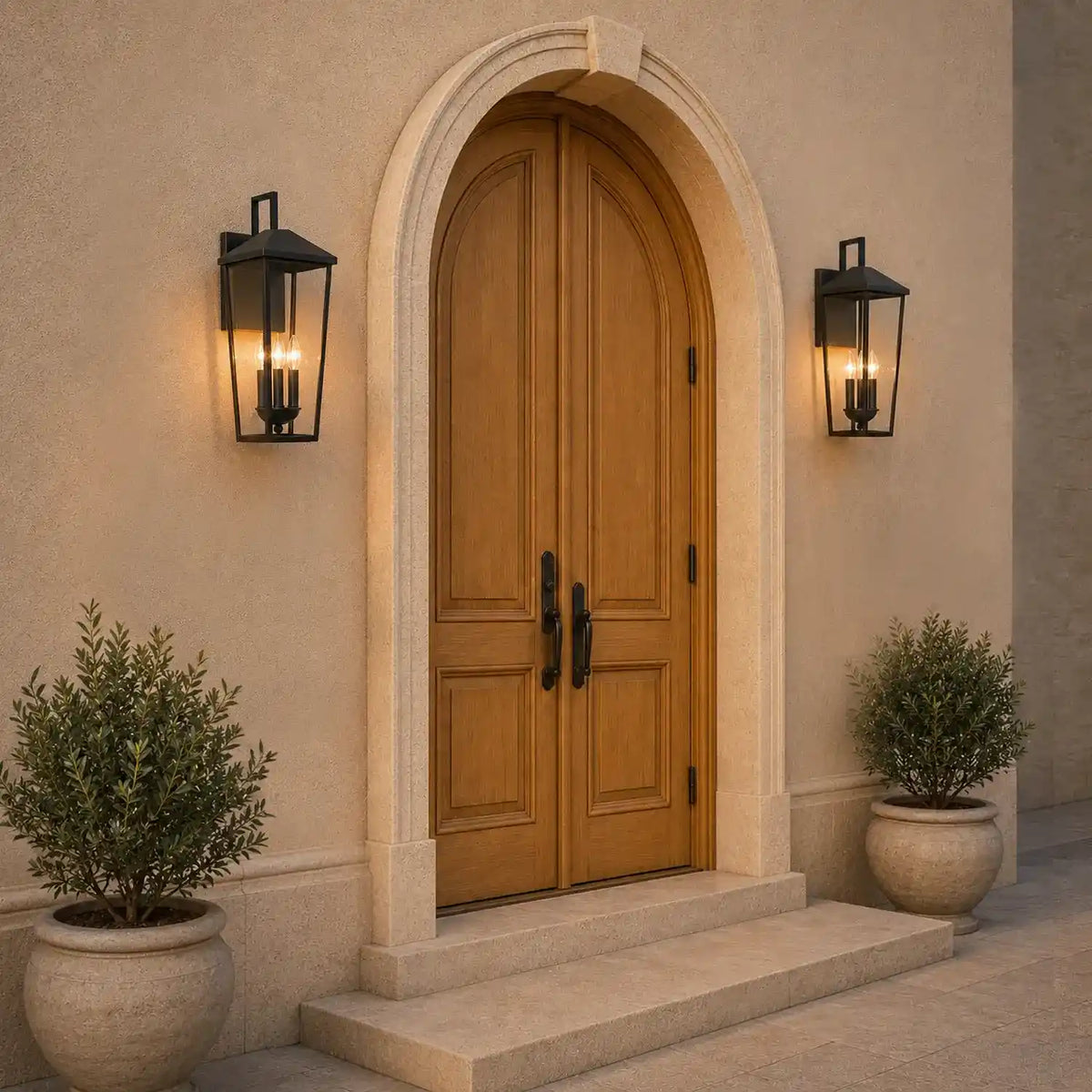 22.5” Outdoor Wall Light –  Black Lantern with Clear Glass