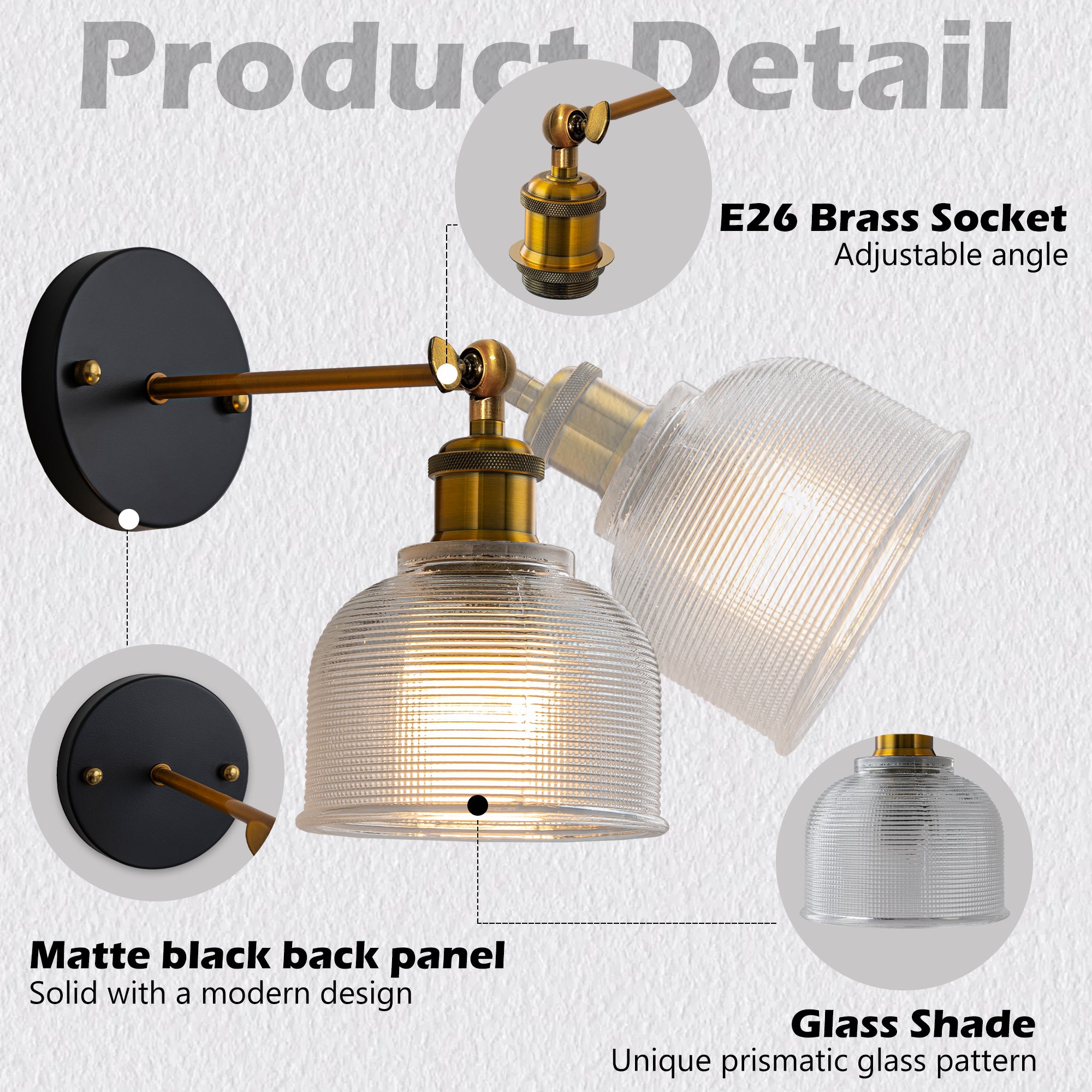 Clear Glass Rechargeable Wall Lights Set of Two