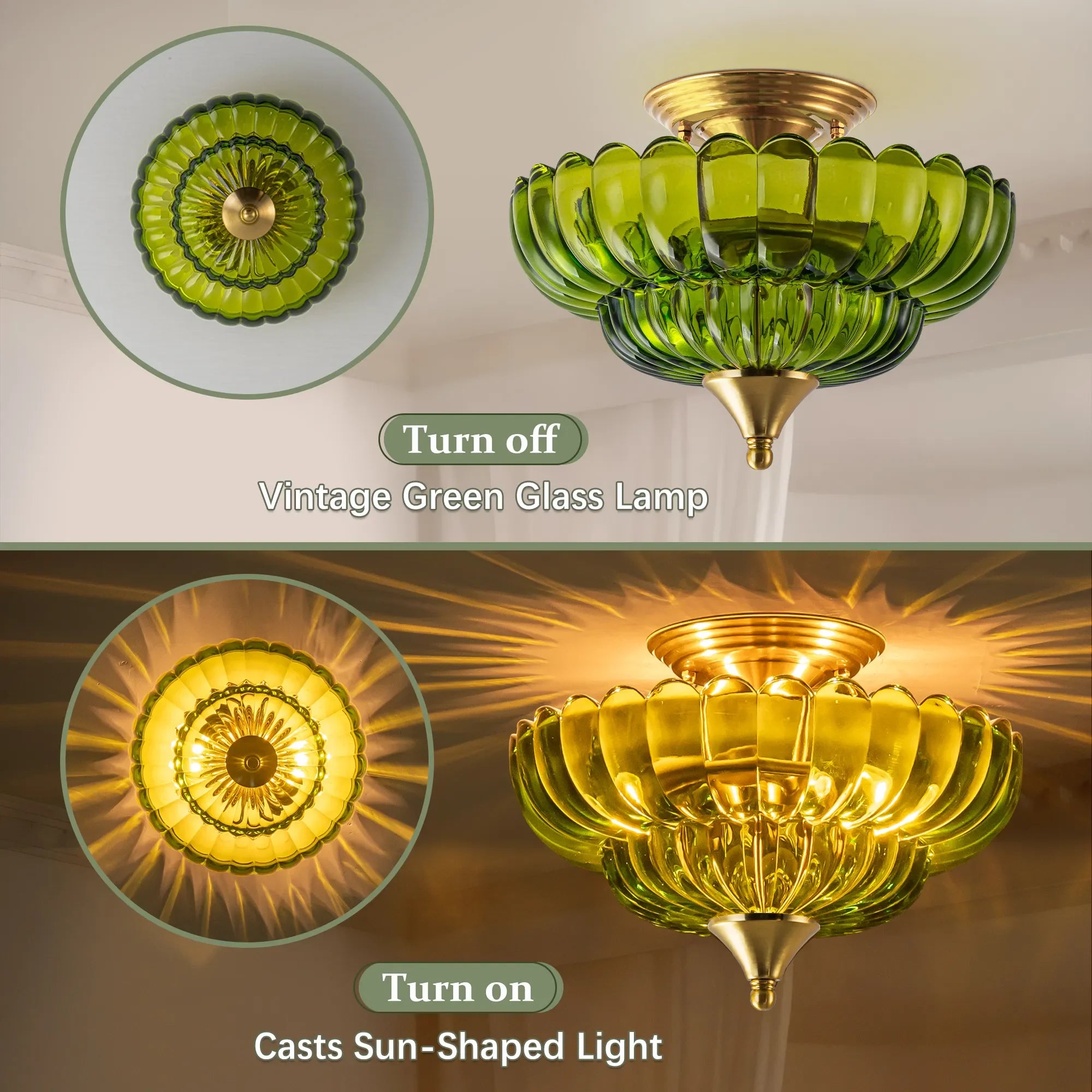 FTL 12“ Wide Gold Semi Flush Mount Ceiling Light