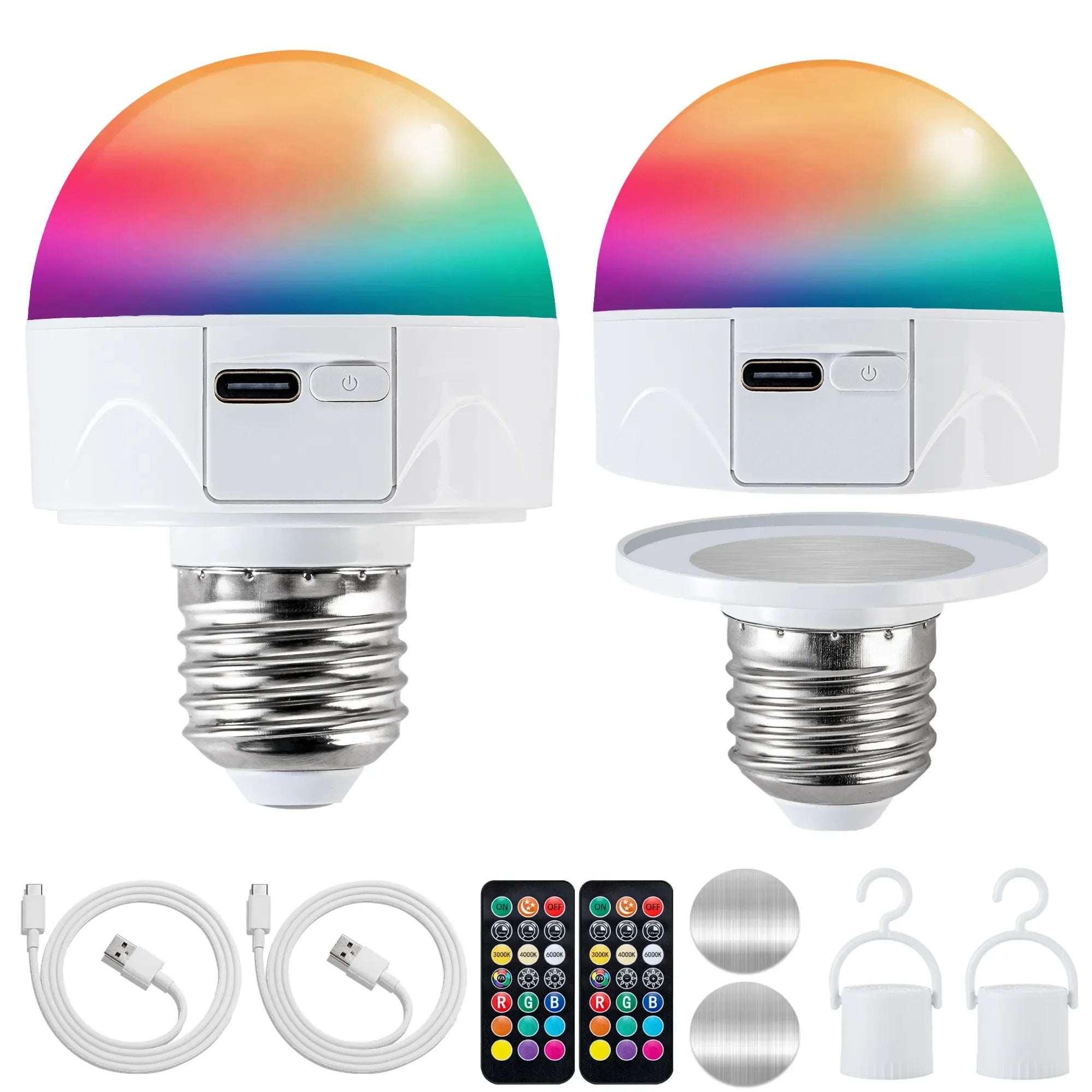 3.43" Rechargeable Color Changing Light Bulb 2-Pack