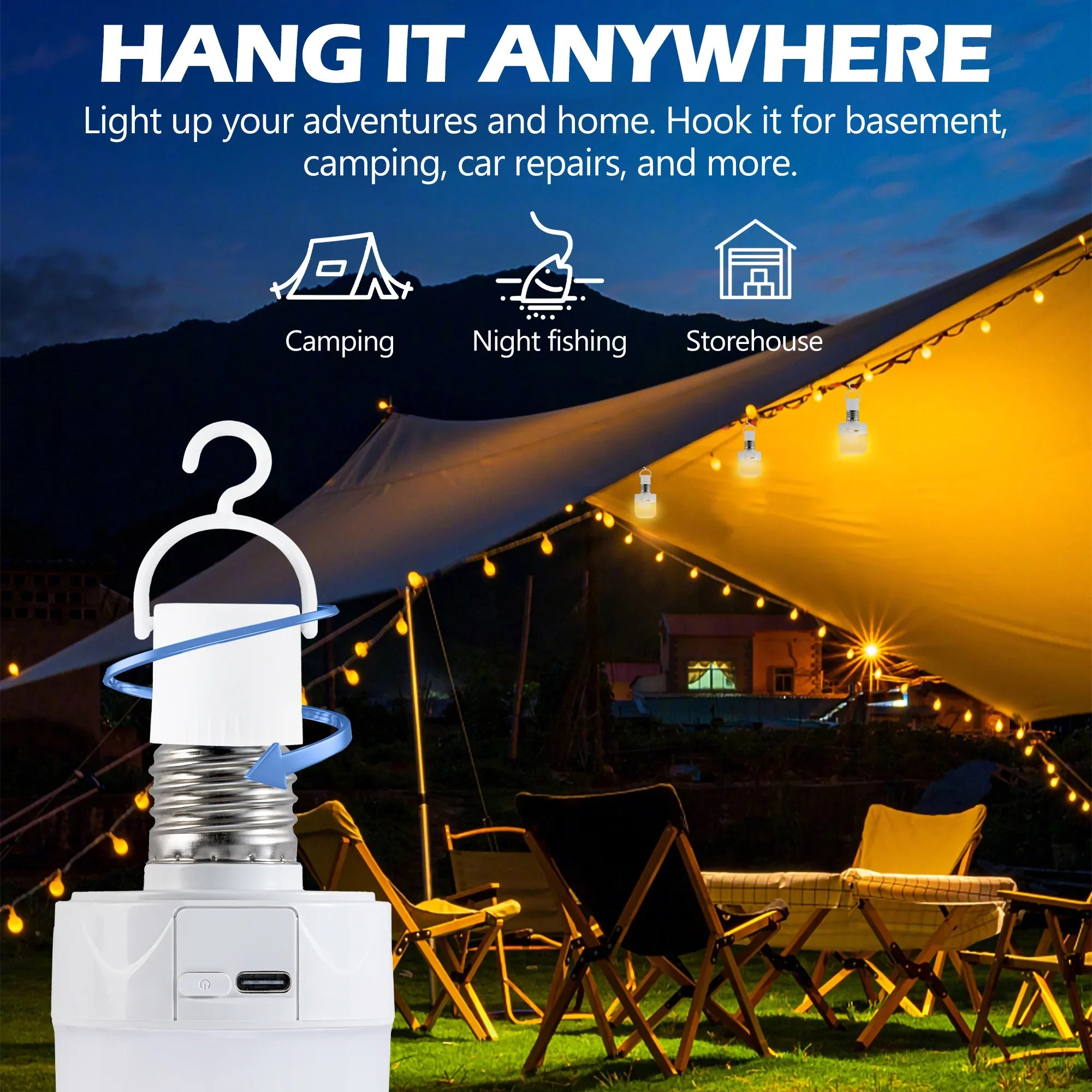 3.86" Rechargeable Color Changing Light Bulb 2-Pack