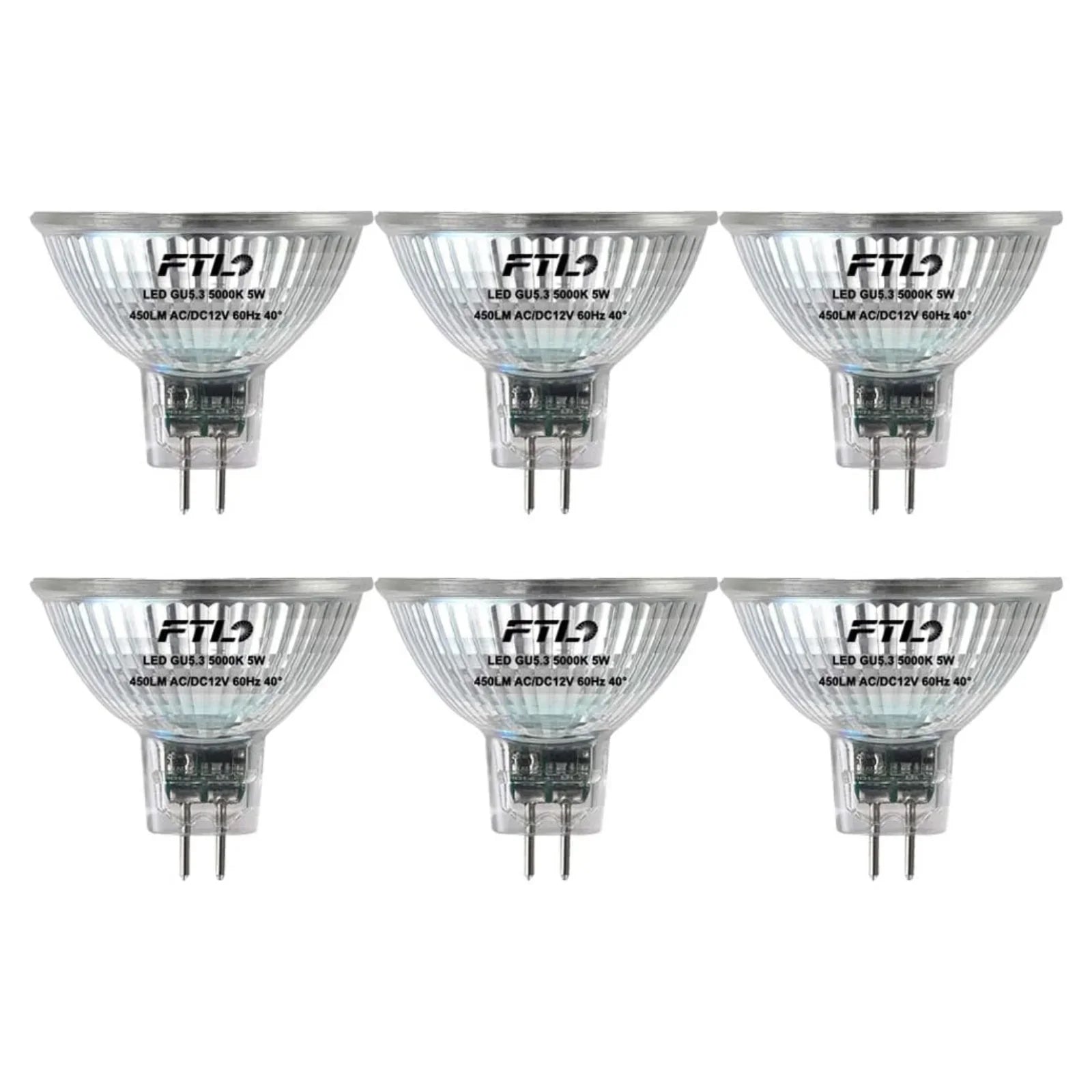 Glass Cover MR16 LED Bulb GU5.3 (6-Pack)