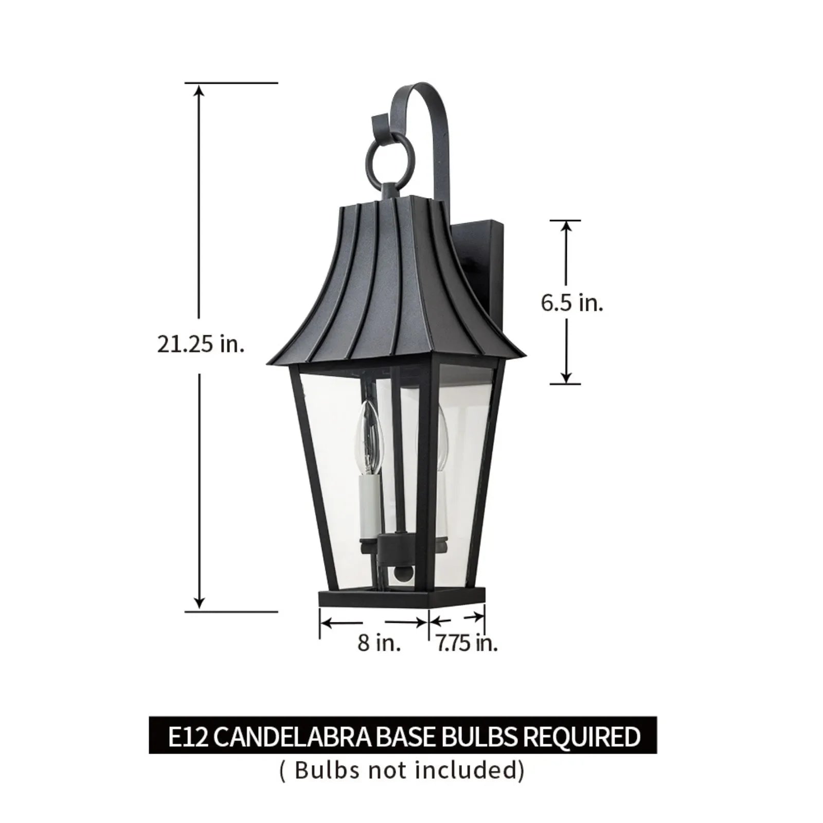 21.25" Large Outdoor Wall Lights with White Candelabra