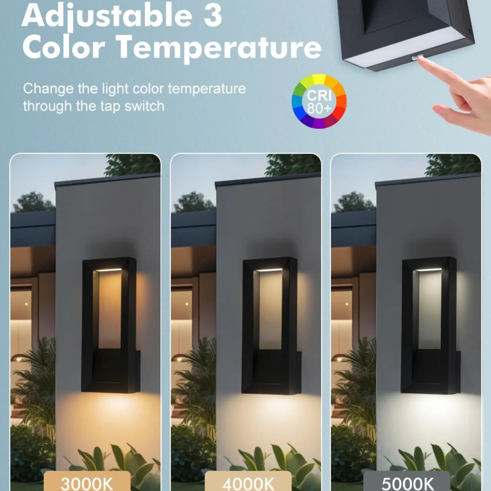 14.9" Dimmable Outdoor Wall Lights 3000K-5000K