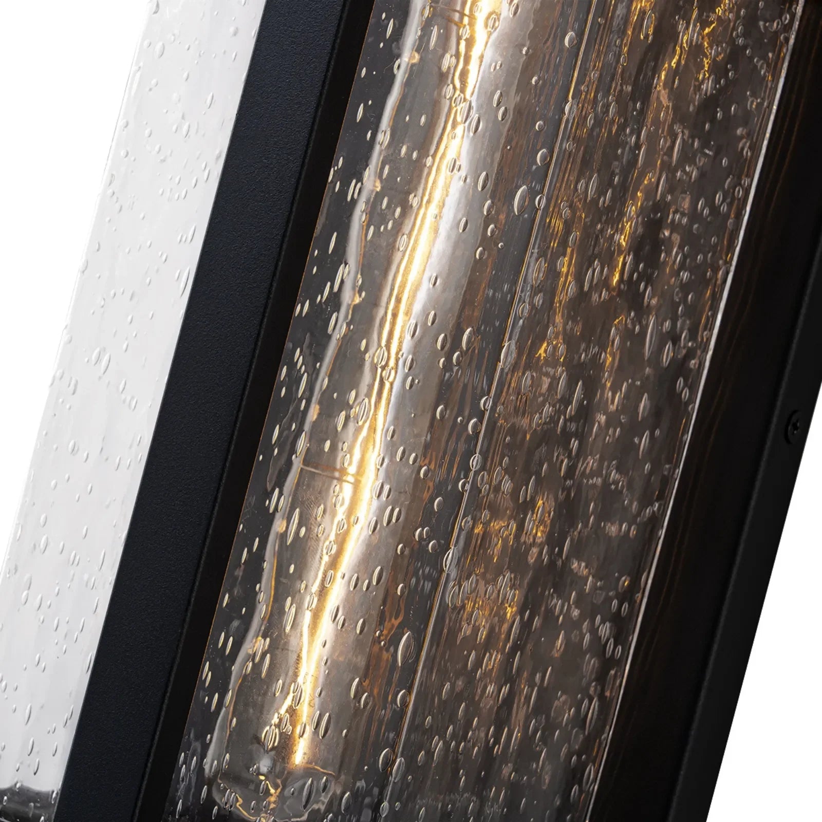 15" Black Outdoor Wall Sconce with Seed Glass