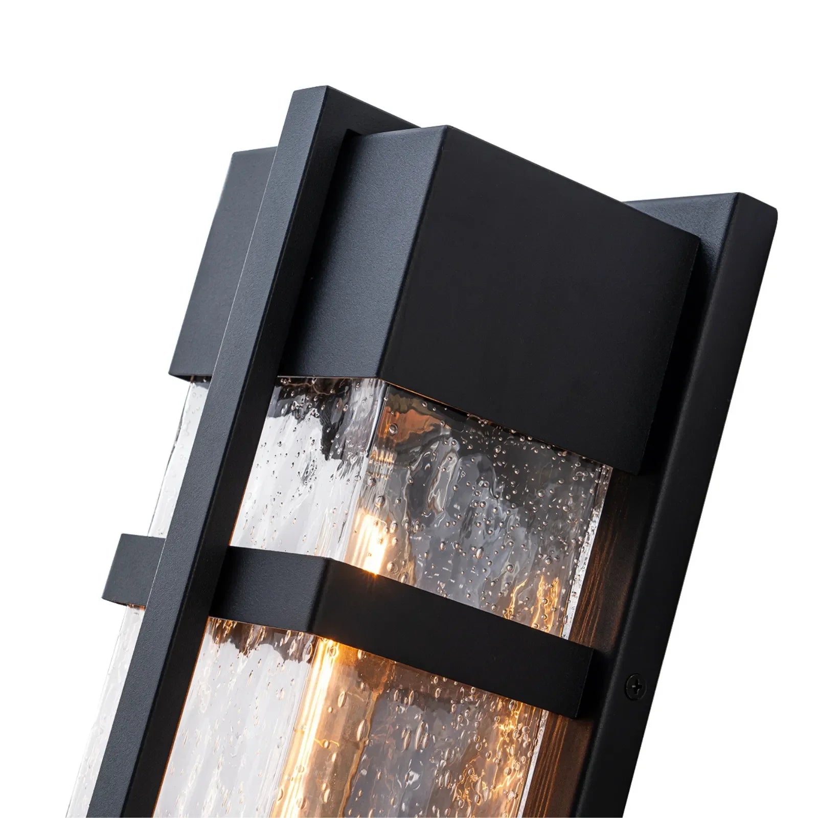 15" Black Outdoor Wall Sconce with Seed Glass