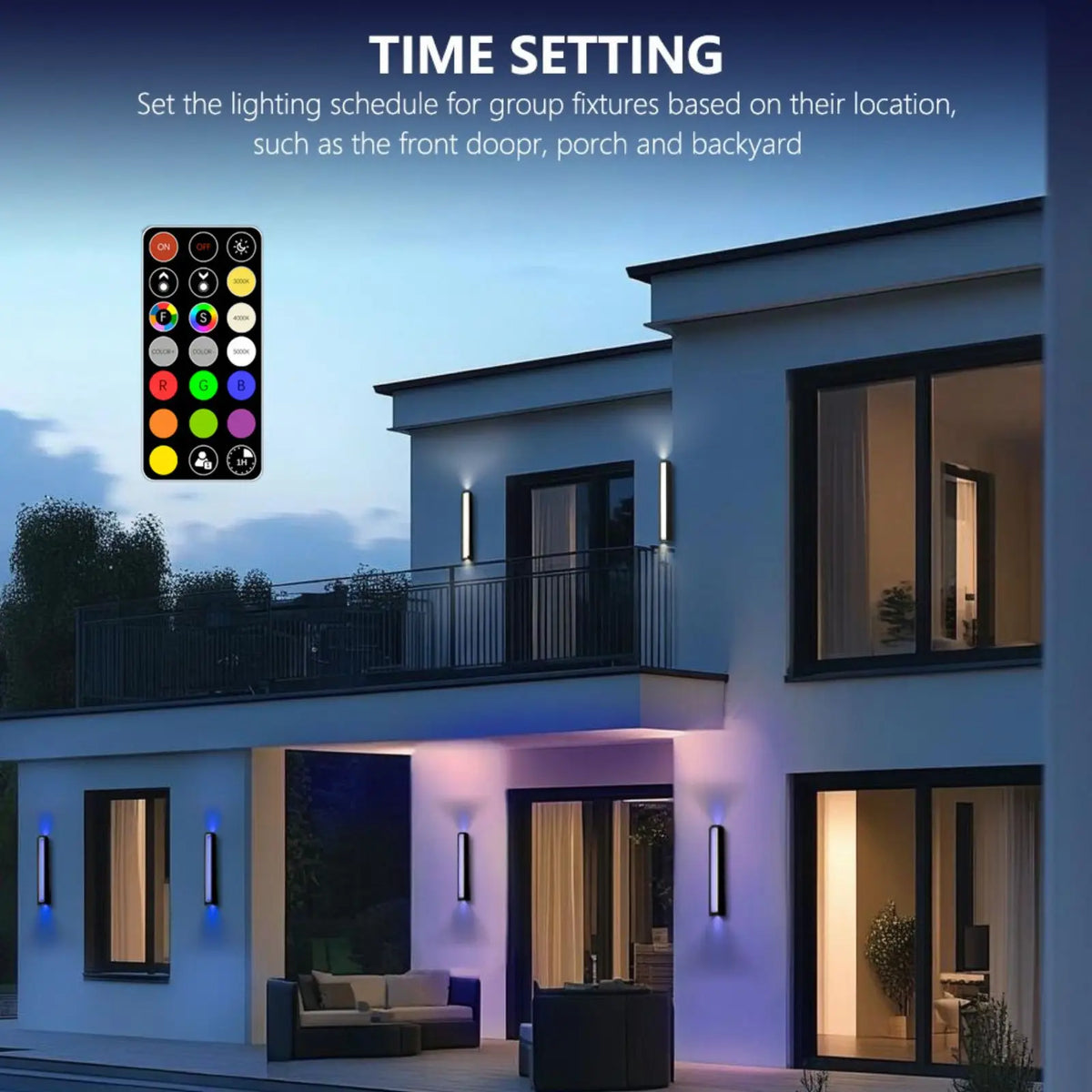 23.6” Modern RGB Outdoor Wall Lights with Remote Control