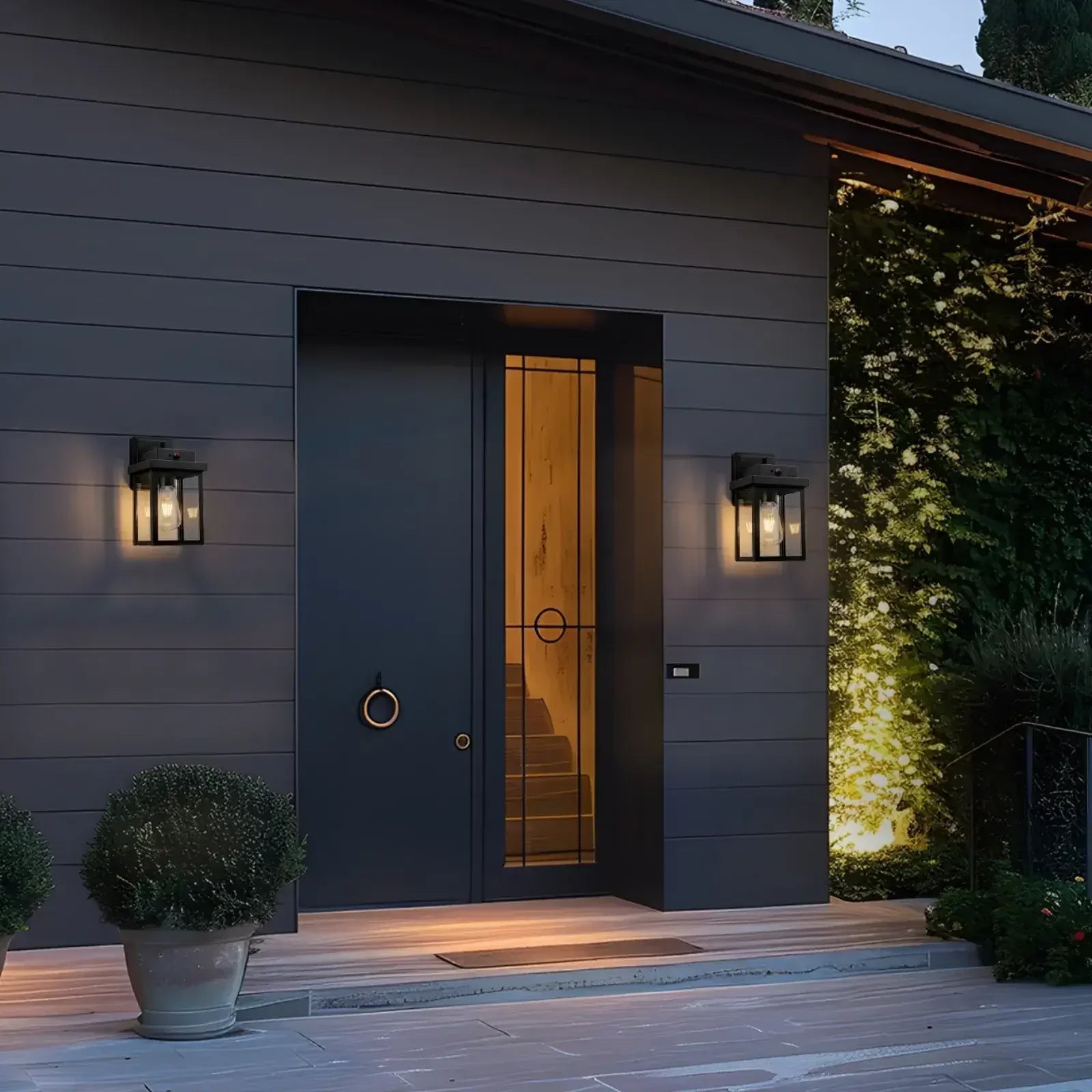 11" Motion Sensor Dusk to Dawn Outdoor Porch Wall Lights Set of 2