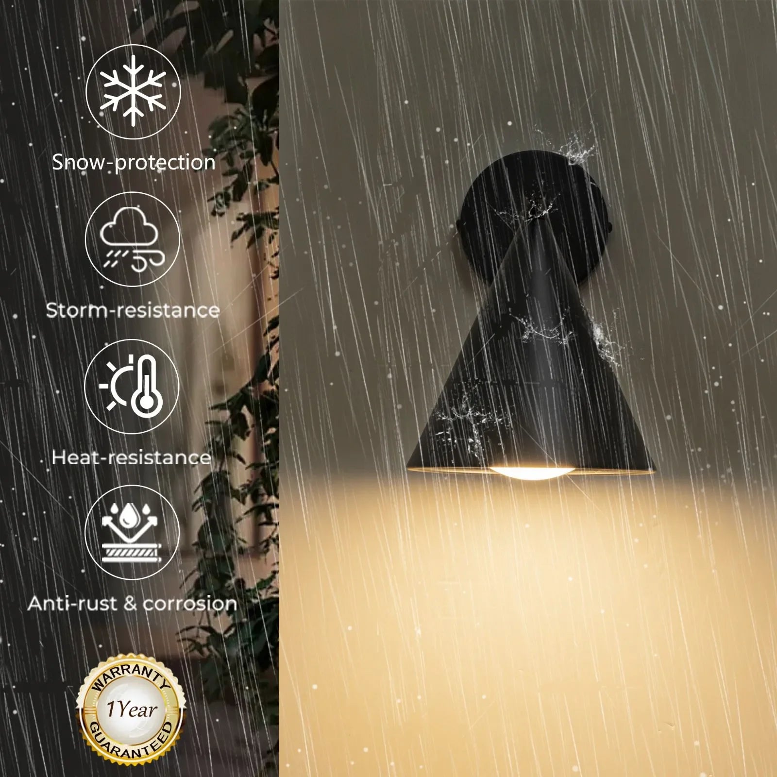 9.6" Outdoor Wall Lights 3000K LED Porch Wall Sconce Set of 2