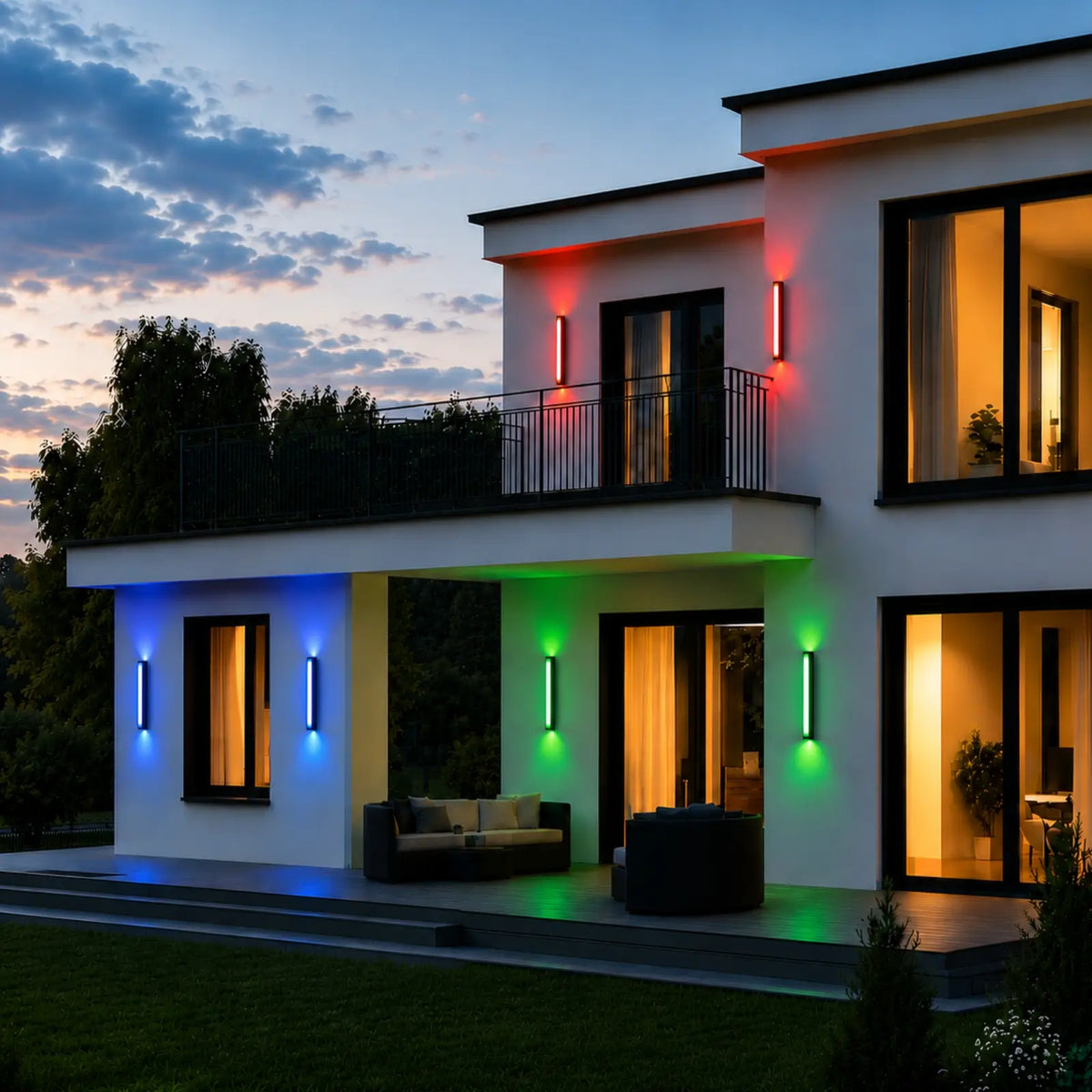 23.6” Modern RGB Outdoor Wall Lights with Remote Control