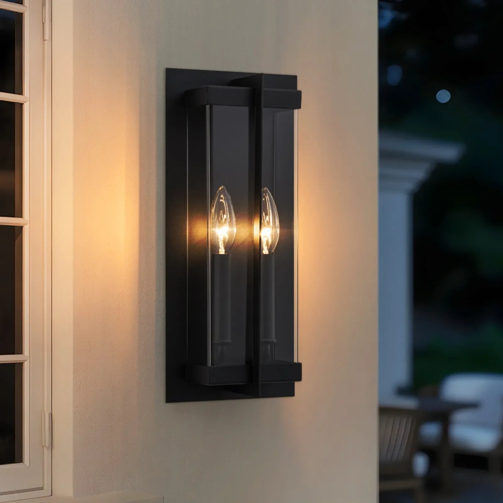 14.1" Acrylic Glass Outdoor Wall Light with 2-Light Candelabra